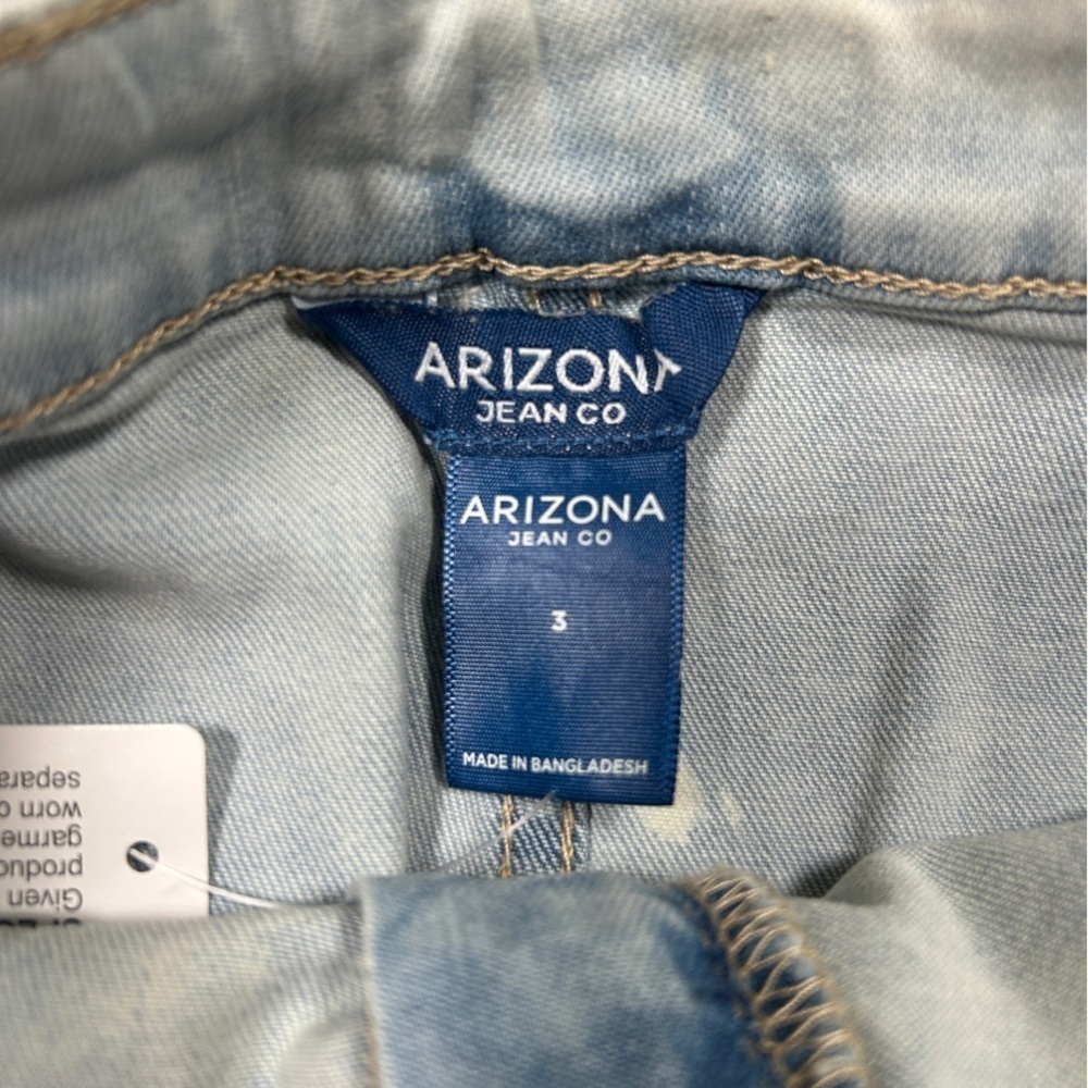 Arizona Jean Company Y2K Denim Mini Skirt Ring Zip Front Light Wash Sz 3 - Picture 8 of 8